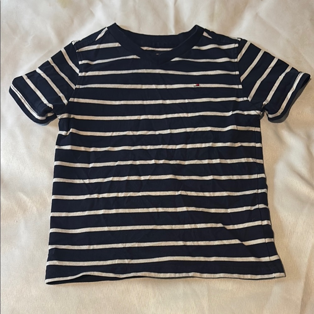Tommy Hilfiger Kids Striped Navy and White Tee